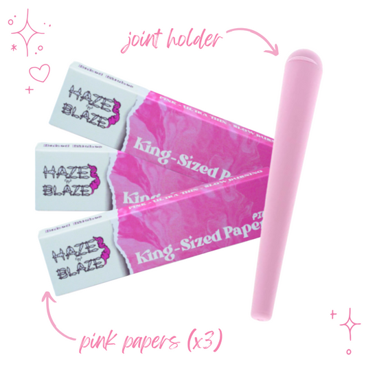 Joint holder and  Pink Rolling Paper Combo